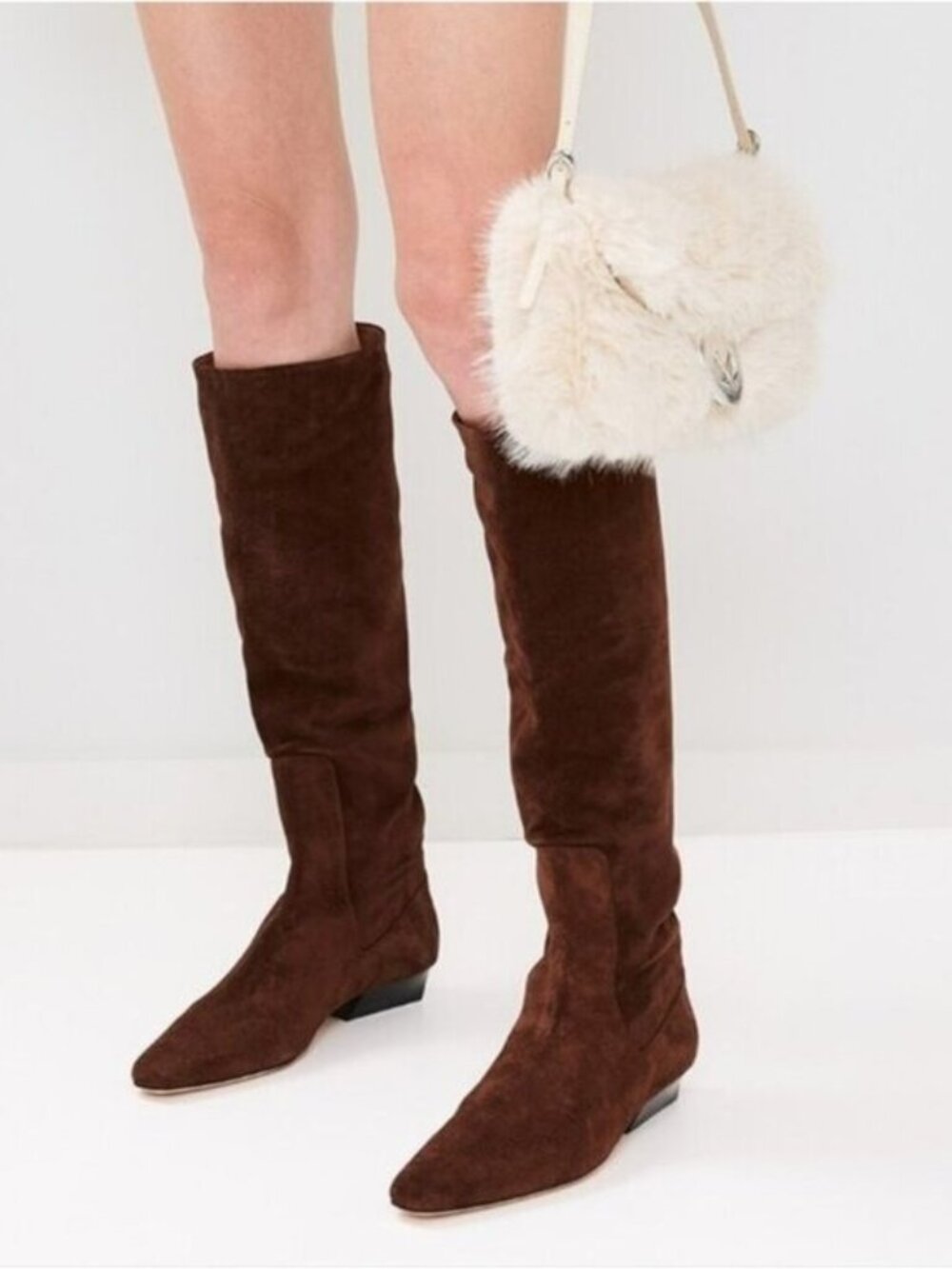 Staud Wally Flat Brown Suede Knee-High Boots